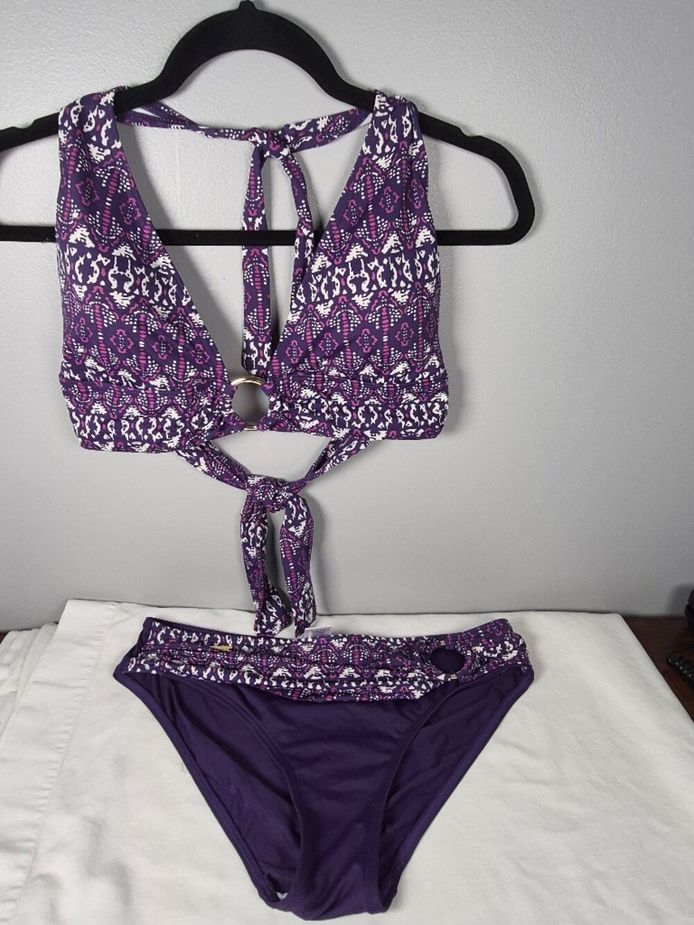 LASCANA 2-Piece Floral Multicolor Halter Bikini Set US 10 Regular C Cup